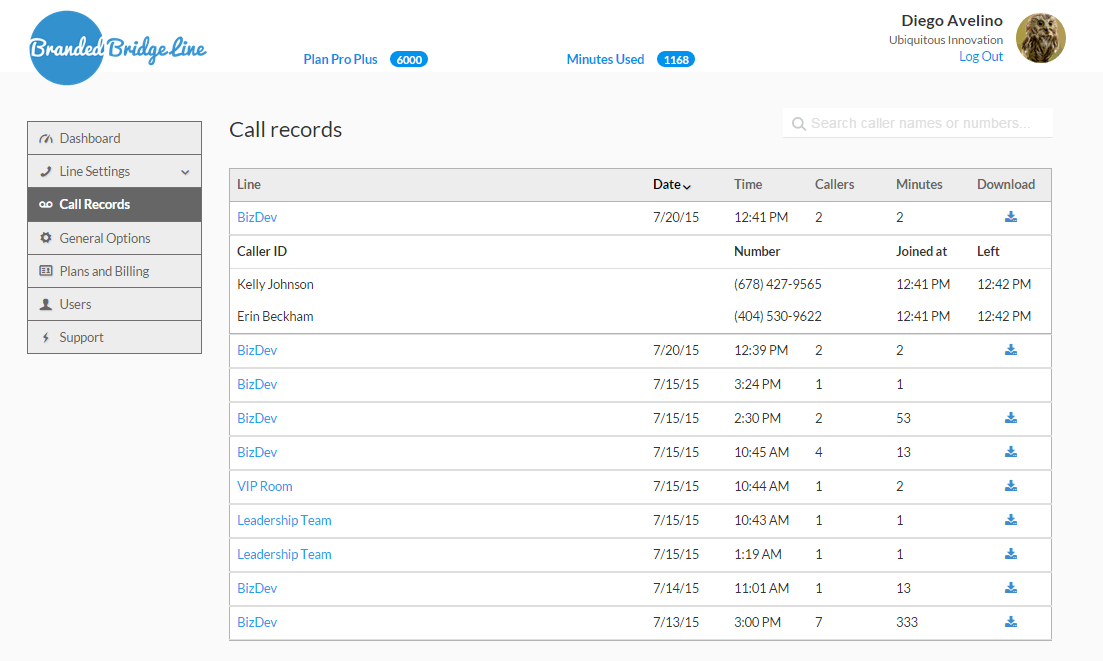 conference call services call records