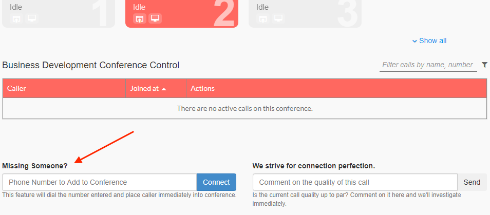 Add missing participants to audio conference calls with Branded Bridge Line